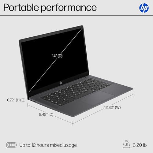 HP Chromebook 14 inch Laptop, HD Display, Intel Processor N100, 8 GB RAM, 128 GB UFS, Intel UHD Graphics, Chrome OS, Chalkboard Gray, 14a-nf0099nr