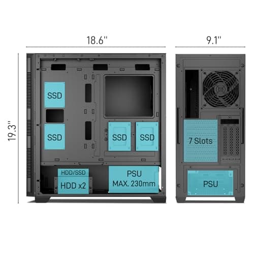 DARKROCK ES1 Silence Edition Black E-ATX PC Case - Noise-Reducing Material Side Panels,3 x Pre-Installed Non-RGB Fans with Fan Ducts,Magnetic Dust Filters,Type-C Ready.