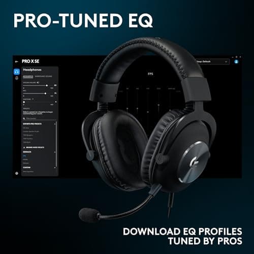 Logitech G Pro X SE Wired Gaming Headset: Blue VO!CE Detachable Boom Mic, DTS 7.1, 50 mm Drivers, USB/3.5mm Aux, USB DAC Included, for PC, Xbox, PS5, PS4 - Black
