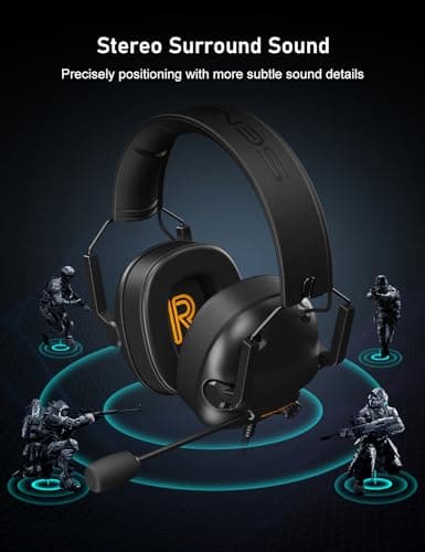 SENZER SG500 Surround Sound Pro Gaming Headset with Noise Cancelling Microphone - Soft Memory Foam Padding - Portable Foldable Headphones for PC, PS4, PS5, Xbox One, Switch - Black