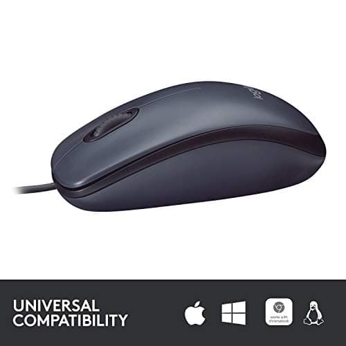 Logitech B100 Wired Mouse for Computer and Laptop, USB Corded Mouse, Right or Left Hand Use - Black
