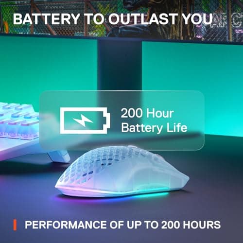 SteelSeries Aerox 3 Wireless - Holey RGB Gaming Mouse - 18K DPI TrueMove Air Optical Sensor - Ultra-Lightweight Water Resistant Design - Ghost