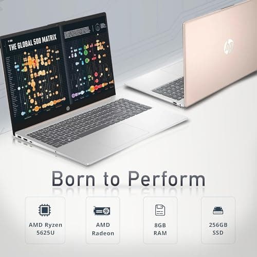 HP 15 Professional Slim High-Performance Laptop in Blush Pink Ryzen 5 4-Core up to 4.3GHz 8GB 256GB SSD 15.6in Full HD BO Audio W11 (15-FC - Renewed)