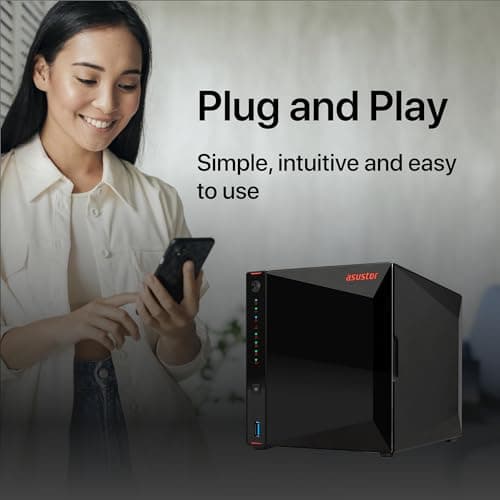 Asustor AS5404T, 4 Bay NAS, Intel Quad-Core 2.0GHz CPU, 4x M.2 NVMe SSD Slots, 2 x 2.5 GbE Ports, 4 GB DDR4 RAM, Network Attached Storage (Diskless)