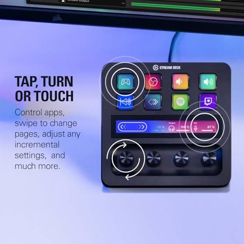 Elgato Stream Deck + XLR - Audio Mixer & Controller, Rear XLR-to-USB Mic Interface, Compatible with any Mic for Podcasting, Streaming, Content Creators, dials and LCD keys, PC/Mac