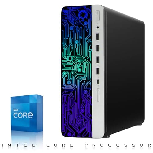 TechMagnet HP G3 Gaming Desktop PC, Core i7 6th Gen, GT 1030 Graphic, 16GB RAM, 1TB SSD | 2TB HDD, New Dual MTG 24-inch Monitor, RGB Keyboard Mouse, Speaker, Webcam, WiFi, Windows 11 Pro (Renewed)