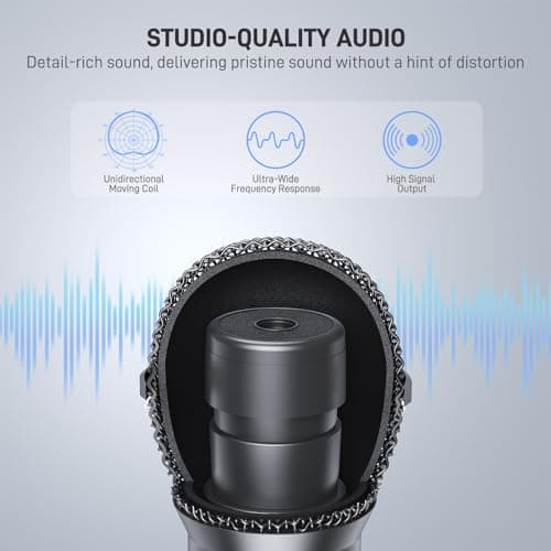 SUDOTACK Karaoke Microphone Wired Handheld: Dynamic Vocal Mic for PA System Speakers AMP with 9.84ft Cable and ON/Off Switch 1/4” Plug for Public Speaking
