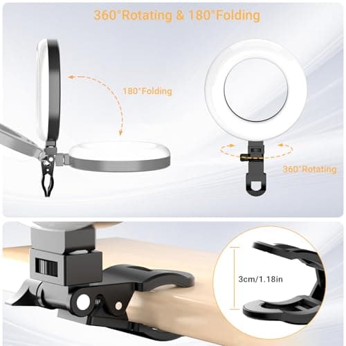 Clip On Ring Light for Laptop, Video Conference Lighting with 3 Color Modes, Adjustable USB LED Light for Computer Monitor, Zoom Streaming, Teams Calls, TikTok Live Streaming