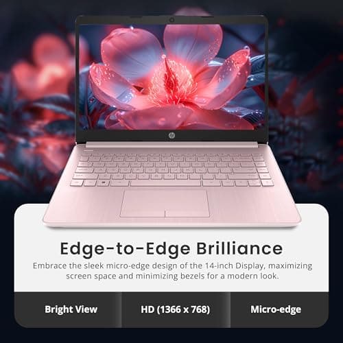 HP Flagship 14" Laptop with 1 Year Office 365 | 16GB RAM | 1.22TB Storage(64GB eMMC & 160GB Docking Station & 1TB Cloud Storage) | Intel 4-Core Processor| Webcam | Wi-Fi | Windows 11 | Pink