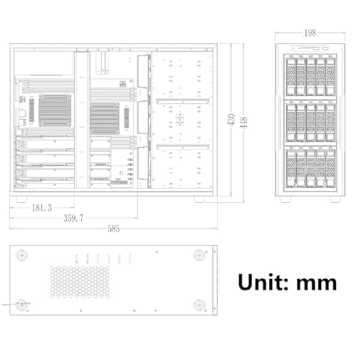ZhenLoong full tower NAS computer case ITX MATX ATX EATX 15 bay hot swap server GPU Graphic workstation chassis, Black, Loong1