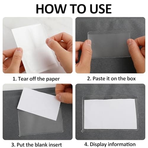 30 Pcs Self-Adhesive Index Card Holders Business Card Pockets Clear Plastic Labels Holders for Organizing Storage Bins Library Card Shelves (3.14 x 2.28 Inches)