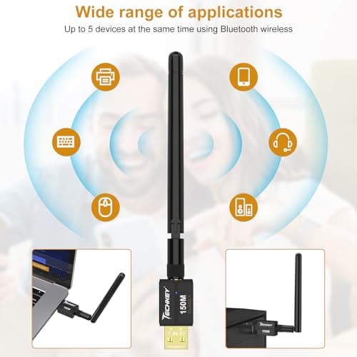 USB Bluetooth 5.4 Adapter for Desktop PC, Long Range 500FT Wireless Transfer for Headphones, Keyboard, Mouse, Compatible with Windows11/10/8.1