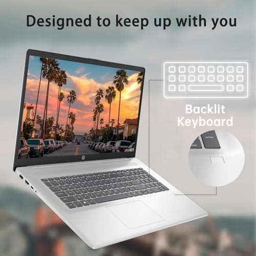 HP 17t Laptop, 17.3" HD+ Touchscreen, Intel Core i5-1135G7 Processor 2.4GHz to 4.2GHz, 16GB RAM, 512GB PCIe SSD, Webcam, Wi-Fi 6, Backlit Keyboard, Windows 11 Home, Silver