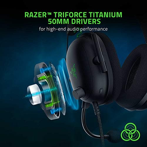 Razer BlackShark V2 Gaming Headset: THX 7.1 Spatial Surround Sound - 50mm Drivers - Detachable Mic - for PC, PS4, PS5, Switch, Xbox One, Xbox Series X|S - 3.5mm Audio Jack & USB DAC - Black