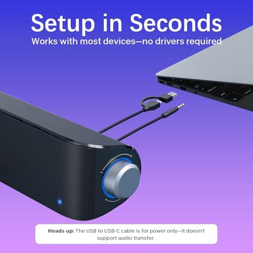 Computer Speakers, HiFi Sound Quality Computer Sound Bar, USB Powered PC Speakers, Bluetooth 5.0 and 3.5mm Aux-in Computer Speakers for Desktop, Laptops, PCs, Phones, Tablets, Xbox, Gaming Speakers