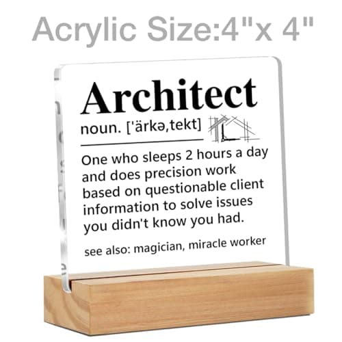 Architect Gifts for Men Women, Funny Architecture Architectural Engineering Gifts, Architect Definition Clear Desk Decorative Sign Office Home Acrylic Decor