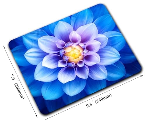 Blooming Blue Lotus Flower Mouse Pads for Desk, Portable Wireless Computer Mouse pad Small Design with Women, Non-Slip Rubber Base Laptop Mousepad 9.5" x 7.9" Smooth Surface for Office & Travel