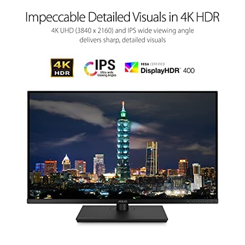ASUS ProArt Display 32” 4K HDR Monitor (PA329CV) - UHD (3840 x 2160), IPS, 100% sRGB/Rec.709, ΔE < 2, Calman Verified, USB-C Power Delivery, DisplayPort, HDMI, USB 3.1 Hub, C-clamp, Height Adjustable
