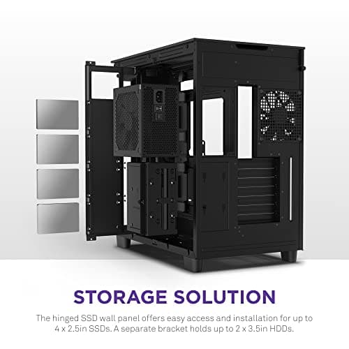 NZXT H9 Flow Dual-Chamber ATX Mid-Tower PC Gaming Case – High-Airflow Perforated Top Panel – Tempered Glass Front & Side Panels – 360mm Radiator Support – Cable Management – Black