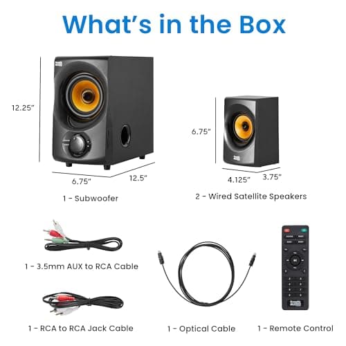 Acoustic Audio by Goldwood Bluetooth 2.1 Speaker System 2.1-Channel Home Theater Speaker System, Black (AA2170)