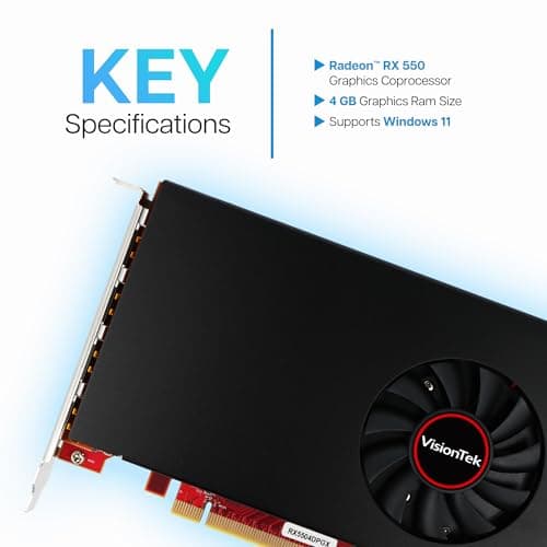 VisionTek Radeon Rx 550 4GB GDDR5 – 4K Resolution Support Graphics Card – x4 HDMI Outputs, Radeon Freesync 2, PCI Express 3.0, DirectX 12, Bus-Powered – Suitable Graphic Card for Gaming PC