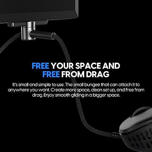 Pulsar Gaming Gears - Micro Bungee ES : Drag-Free Wired Mouse Support - Free Motion on Your Desk - Super Compact Size - Attach it to Your Monitor - Get More Space (Single Pack)