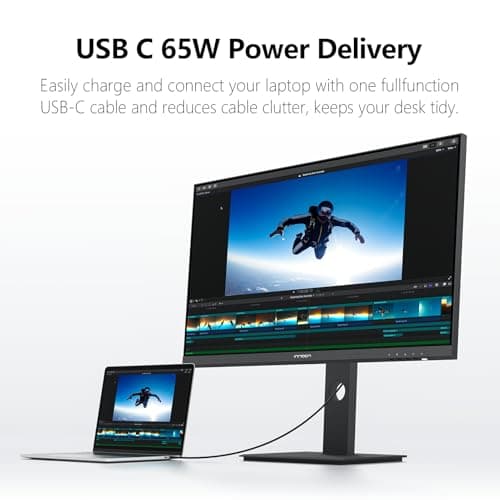 INNOCN 27 Inch 4K Monitor Computer UHD 3840 x 2160 LCD IPS Display, HDR400, USB C 65W, DP, HDMI, PC Monitor for Mac Laptop, 1.07B+ Colors, Built-in Speakers, Pivot/Height Adjustable Stand, Black
