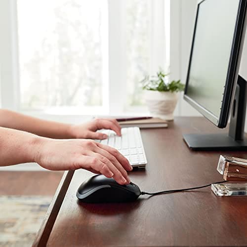 Verbatim USB Silent Corded Optical Mouse - Wired Noiseless Silent Click Computer Mouse for PC, Mac, Laptop, Chromebook - Black 70749