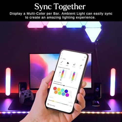 Smart LED Light Bars -RGB Lights w/ 16M Colors -RGB Light Bar for Room, Music Sync, Entertainment & LED Gaming - LED Bar Lights for Gaming Setup Accessories - Colorful Lighting (7-Pc Set)