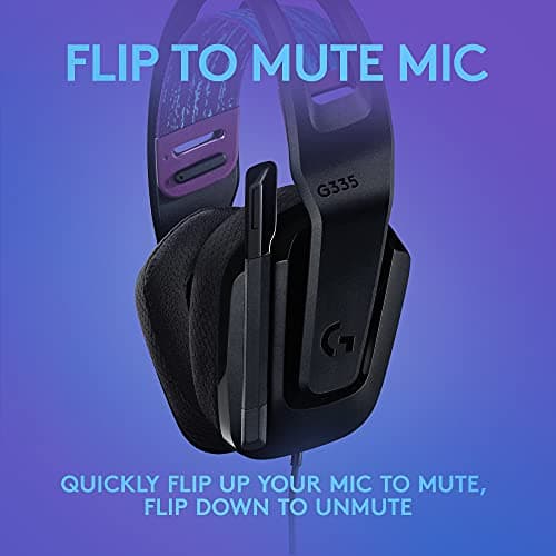 Logitech G335 Wired Gaming Headset, with Flip to Mute Microphone, 3.5mm Audio Jack, Memory Foam Earpads, Lightweight, Compatible with PC, PlayStation, Xbox, Nintendo Switch - Black