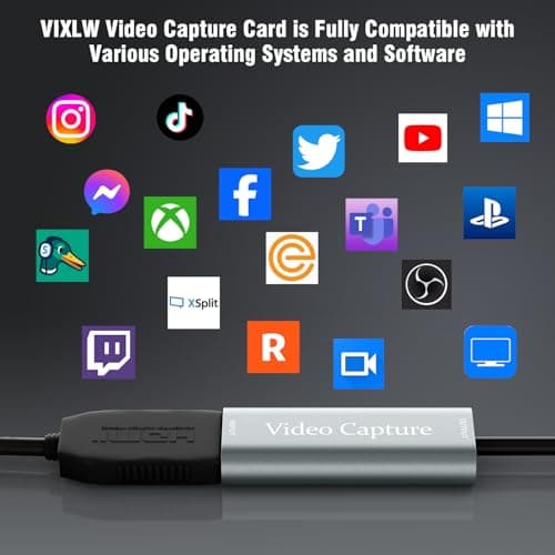 Video Capture Card, USB3.0 HDMI to USB C Capture Card, 4K 1080P 60FPS, Video Recording Card for Gaming Live Streaming, for Windows/Mac OS System with USB C Adapter to Adjust PS4, Switch, Xbox