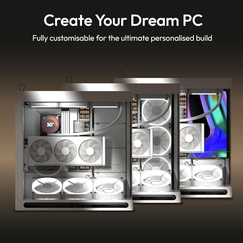 HAVN HS 420 VGPU Dual-Chamber Mid Tower ATX PC Case White | PCIe 5.0 Vertical GPU Kit, 11x 140mm Fan Slots & 2X 420mm Radiator Support, SimpliCable Cable Management, Tempered Glass, PWM Fan Hub