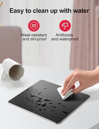 Vaydeer Hard Metal Mouse Pad for Desk Black Metal Aluminum Mouse Pad Mat Smooth Magic Ultra Thin Double Side Mouse Mat Waterproof for Gaming and Office, 9.05X7.08 Inch