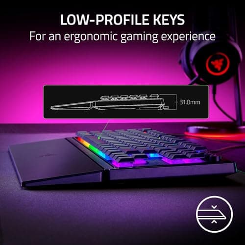 Razer Ornata V3 TKL Gaming Keyboard: Low Profile Keys - Mecha Membrane Switches - UV Coated Keycaps - Backlit Media Keys - 8 Zone RGB Lighting - Spill Resistant - Magnetic Wrist Wrest Snap Tap