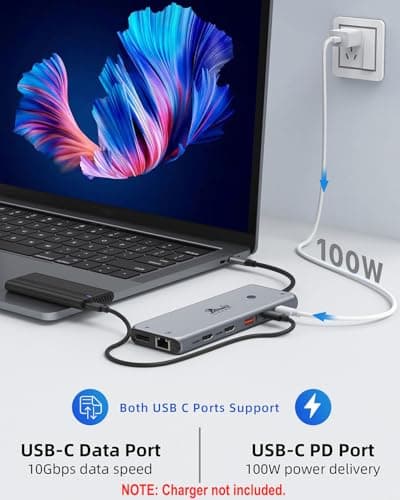 USB C Hub USB C Docking Station Dual Monitor 13 in 1 Triple Display Multiport Adapter with 2 HDMI+DP+8 USB C/A Ports+Ethernet+Audio, USB C Dongle for MacBook/Dell/HP/Lenovo ThinkPad/Surface