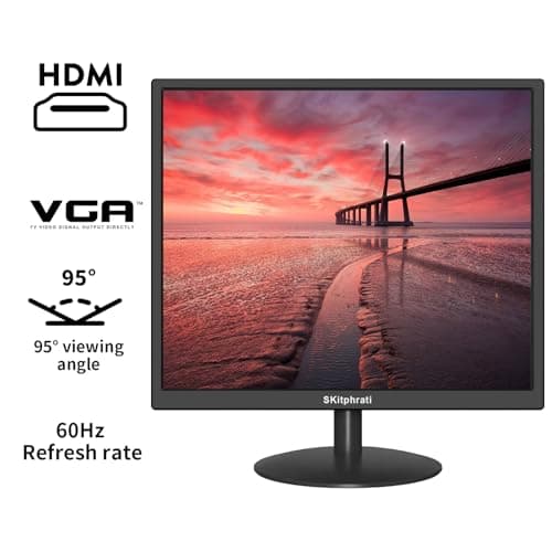 17" Monitor Square Monitor 1280 X 1024 with 45% sRGB Color Correction and 5:4 Aspect Ratio, 75 Hz, VESA Mountable, VGA, HDMI, TN Panel