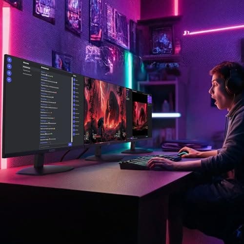 Kado Triple Monitor Setup - 3-Pack 27" 1920x1080 Computer Monitor 75Hz VESA Mount HDMI Office Gaming Hybrid Built-in Speakers (E27 Trio Series)