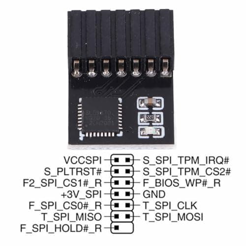 TPM 2.0 Module, Black PCB 14Pin SPI TPM 2.0 Encryption Security Module Remote Card Replacement TPM Chip Computer Components Fit for Motherboard Fit for Win11 System