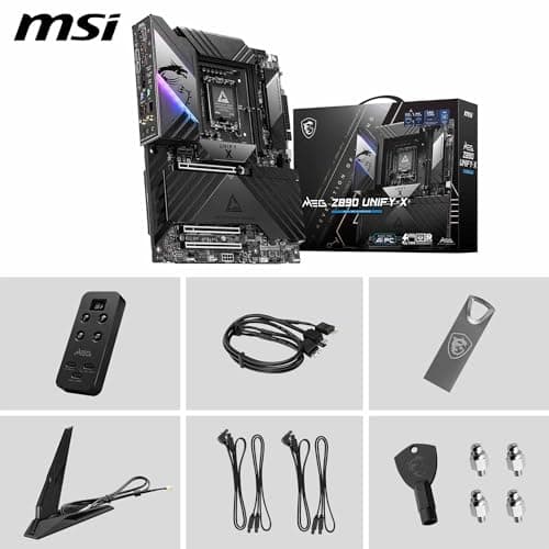 MSI MEG Z890 Unify-X Motherboard, ATX - Supports Intel Core Ultra Processors (Series 2), LGA 1851-110A SPS, DDR5 Memory (9600+ MT/s OC), PCIe 5.0 & 4.0 x16, M.2 Gen5, Thunderbolt 4, Wi-Fi 7, 5G LAN