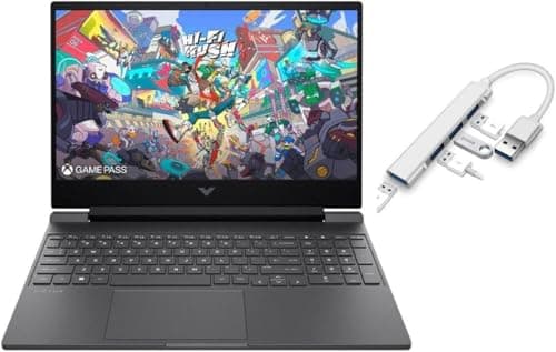 HP Victus 15.6" FHD 144HZ Gaming Laptop | AMD Ryzen 5-7535HS (Beat i7-11800H) | AMD Radeon RX 6550M|Backlit Keyboard| 8GB RAM DDR5 | 512GB SSD | Windows 11 Home | Bundle with USB 3.0 Hub