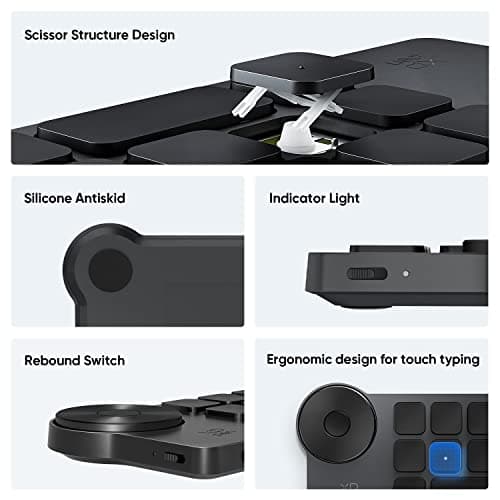 XPPen Mini Keydial ACK05 Wireless Shortcut Keyboard Bluetooth Programmable Express Remote Control with Dial & Customized Express Keys for Drawing Tablet PC MacBook Windows Images Video Editing