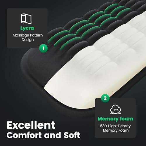 MEKASS Keyboard Wrist Rest, Soft Memory Foam Wrist Support for Keyboard, Keyboard Hand Rest Pad for Wrist Pain Relief, Keyboard Wrist Guard for Long Hours of Work, Gaming, Studying（Classic Black）