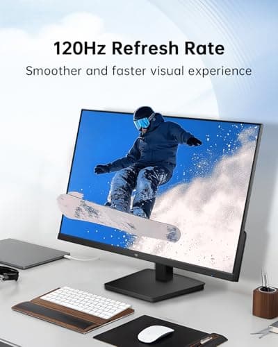 27 Inch Computer Monitor - QHD (2560 x 1440) Display, Up to 120Hz Monitor, IPS Panel, 123% sRGB, HDMI 2.0 x 2 & DP 1.4 x1, Freesync & G-sync, Eye-Friendly Screen PC Monitors for Work Gaming