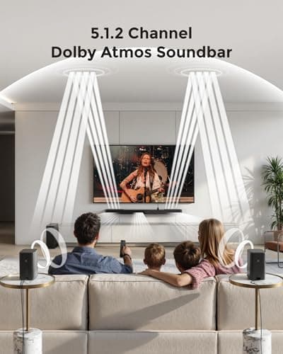 ULTIMEA 5.1.2ch Sound Bar with Dolby Atmos, Surround Sound System for TV with 2 Surround Speakers, Sound Bar for Smart TV, Soundbar with Subwoofer for Home Theater, BT 5.4, HDMI eARC, Skywave F40