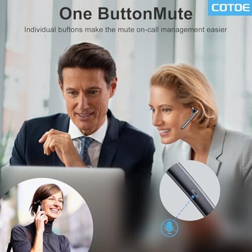Bluetooth Headset V5.3, Wireless Earpiece with 500mAh Charging Case Hand-Free Headphones Noise Canceling Mic for Office/Driving/Business