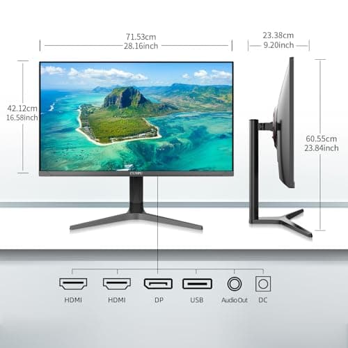 32 inch 4K UHD (3840 x 2160) Monitor IPS Ultra-Thin Computer Monitor 60Hz sRGB 100% Built-in Dual Speakers HDR10 VESA DisplayPort HDMI Height/Tilt/Pivot Adjustment