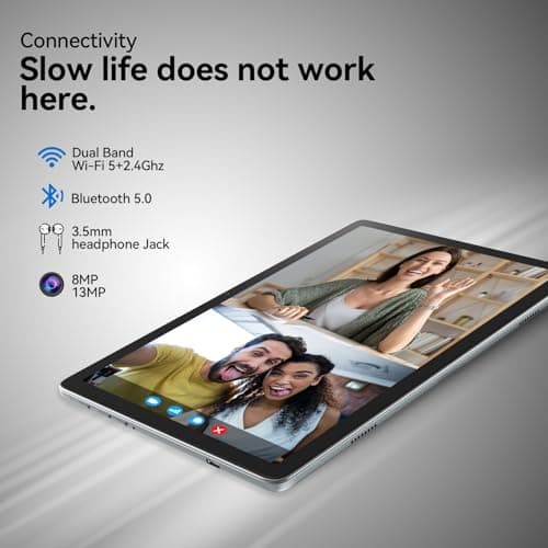 2025 Tablet 10.1 Inch 2 in 1 Android Tablet with keyboard Octa-Core 8(4+4 Virtual)+128GB Storage 1TB Expandable, 13+8MP Camera, Latest Tablets PC with Case Mouse Stylus Support 5G WiFi, IPS FHD Screen