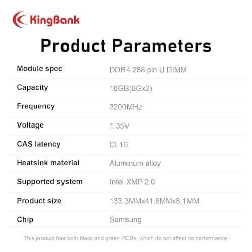RGB Desktop Computer Memory Ram DDR4 16GB(2x8GB) 3200MHz 1.35V CL16 XMP2.0 Overclocking with Heatsink for Desktop Computer Gaming/Office/PS