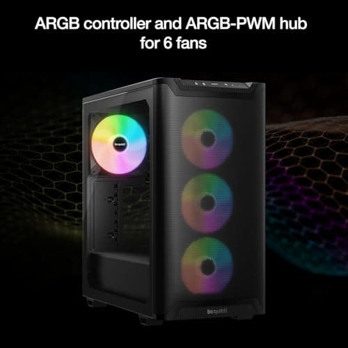 be quiet! Pure Base 501 LX Black Mid-Tower ATX Case | High Airflow | 4 Preinstalled Light Wings LX PWM Fans | ARGB Lighting with Controller and PWM hub | Optimized Air Pressure Case | BGW78