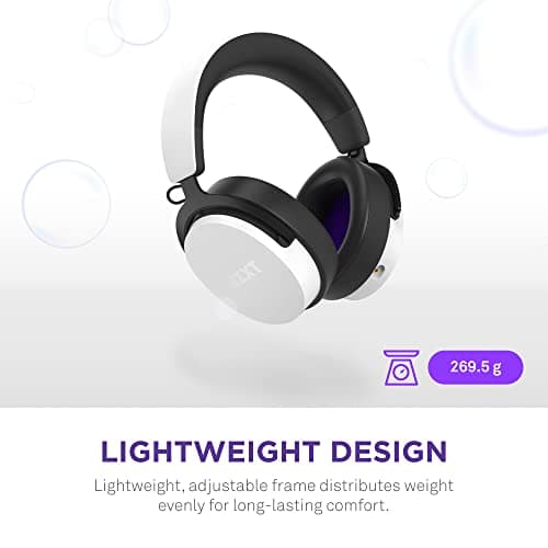 NZXT Relay Wired PC Gaming Headset - AP-WCB40-W2 - Hi-Res Audio Certified - DTS Headphone:X - 7.1 Surround Sound - Lightweight & Comfortable Design - Detachable Microphone - White